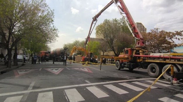 نشست زمین بر اثر حفاری مترو در تبریز